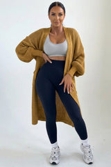 Mustard Knitted Long Sleeve Midi Cardigan - Georgia