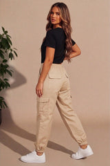 Stone Elasticated Waist Cargo Joggers - Yrava