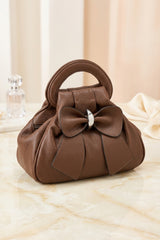 Chocolate Bow Detail Top Handbag - Reynx