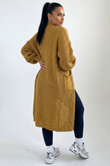 Mustard Knitted Long Sleeve Midi Cardigan - Georgia