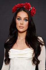 Red Halloween Skull & Roses Headband - Biviana