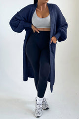 Navy Knitted Long Sleeve Midi Cardigan - Georgia