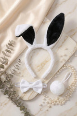 Black & White Halloween Bunny Rabbit Ears Headband - Catherine