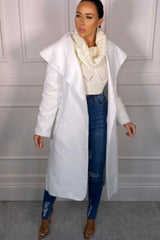 Off White Waterfall Duster Belted Long Coat - Pola