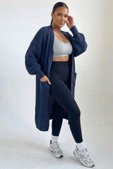 Navy Knitted Long Sleeve Midi Cardigan - Georgia
