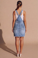 Light Blue Wash Denim Dungaree - Oyana