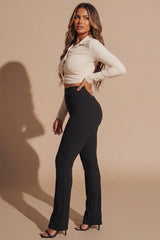 Stone Ruched Front Cropped Shirt - Valerica