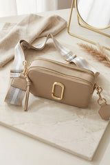 Beige Double Zip Crossbody Bag - Cinox