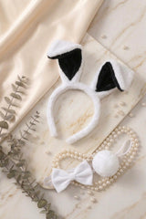 Black & White Halloween Bunny Rabbit Ears Headband - Catherine
