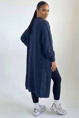 Navy Knitted Long Sleeve Midi Cardigan - Georgia