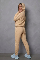 Stone Oversized Hoodie & High Waisted Seam Front Cuffed Joggers Loungewear Set - Martha