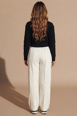 Stone Seam Detail Shirred Waistband Open Hem Joggers - Ruby