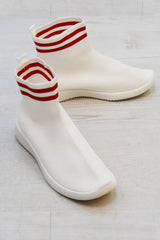 White Chunky Sole High Runner Sock Trainers - Vera