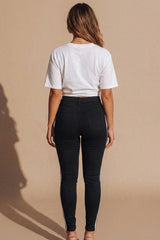 Black Side Stripe High Waisted Skinny Jeans - Casy