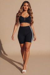 Emerald With Black High Waist Biker Shorts – Pack of 2