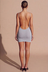 Grey Strappy Backless Cami Mini Dress - Tristella