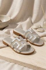 Silver Flat Woven Detail Slip On Sandals - Bella