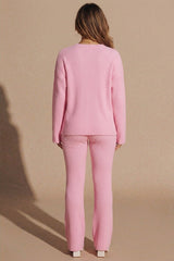 Pink Ribbed Long Sleeve Logo Lounge Set – Monroe