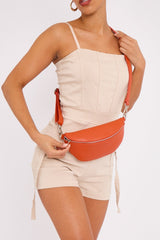 Orange Silver Zip Cross body Bag - Eden