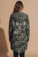 Khaki Camo Hooded Longline Parka  Cardigan - Army