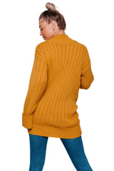 Mustard Ribbed Turtleneck Jumper with Long Sleeves- Simc