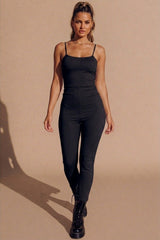 Black Strappy Sleeveless Unitard Jumpsuit - Claza