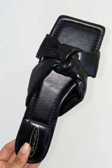 Black PU Knot Front Slider Sandals - Farrah