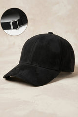 Black Suede Look Baseball Cap  - Folly