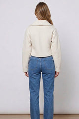 Cream Cropped Zip Front Jacket- Anina