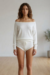 Cream Knit Jumper and Shorts Set - Rina