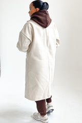 Cream Longline Cuffed Sleeve Waterfall Coat - Drea