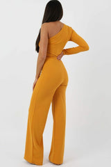 Mustard Belted One Shoulder Jumpsuit - Evelyn