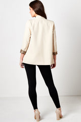 Beige Leopard Lined Blazer - Emma