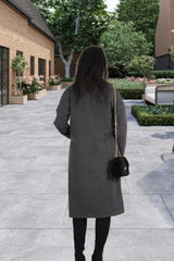 Charcoal Belted Longline Pocket Detail Waterfall Coat- Kimpton