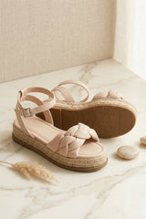 Nude Braided Strap Espadrille Flatform Sandals - Clona