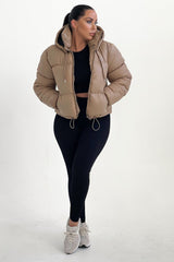 Stone Hooded Drawstring Cropped Puffer Jacket - Stacey