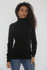 Black Roll Neck Long Sleeve Knitted Jumper – Yiana