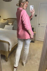 Pink Long Sleeve Pocket Blazer - Tenely