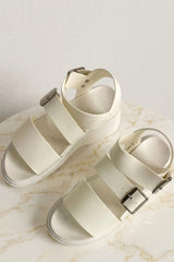White Buckle Strap Gladiator Sandals - Estrella