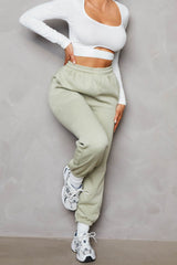 Sage Oversized High Waisted Shirred Drawstring Pocket Detail Cuffed Joggers - Samira