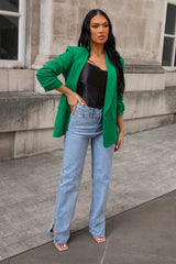 Green Long Sleeve Pocket Blazer - Tenely