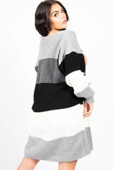 Grey Colour Block Longline Cardigan - Serenzia