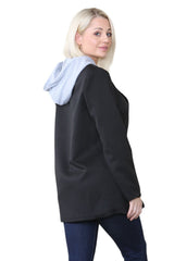 Black Hooded Insert Blazer- Senely