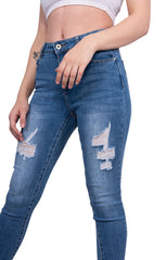 Light Acid Wash Straight Leg Ripped Jeans - Jocelyn