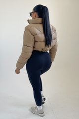 Stone High Neck Padded Cropped Puffer Jacket - Khlo