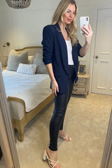 Navy Long Sleeve Pocket Blazer - Tenely