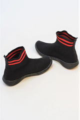 Black Chunky Sole High Runner Sock Trainers - Vera