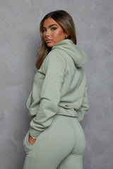 Sage Oversized Hoodie & High Waisted Seam Front Cuffed Joggers Loungewear Set - Martha