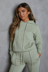 Sage Oversized Hoodie & High Waisted Seam Front Cuffed Joggers Loungewear Set - Martha