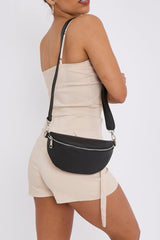 Black Silver Zip Cross body Bag - Eden